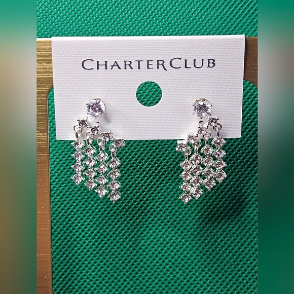 Charter Club Silver Crystal Earrings - Picture 3 of 4